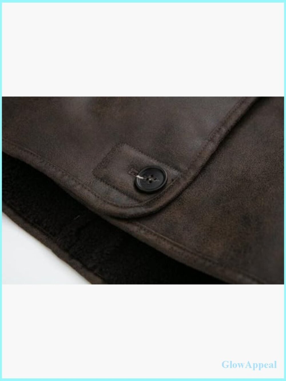 Oversized Faux Leather Jacket Sherpa Lined Winter Coat Moto Biker Style - Picture 5 of 7